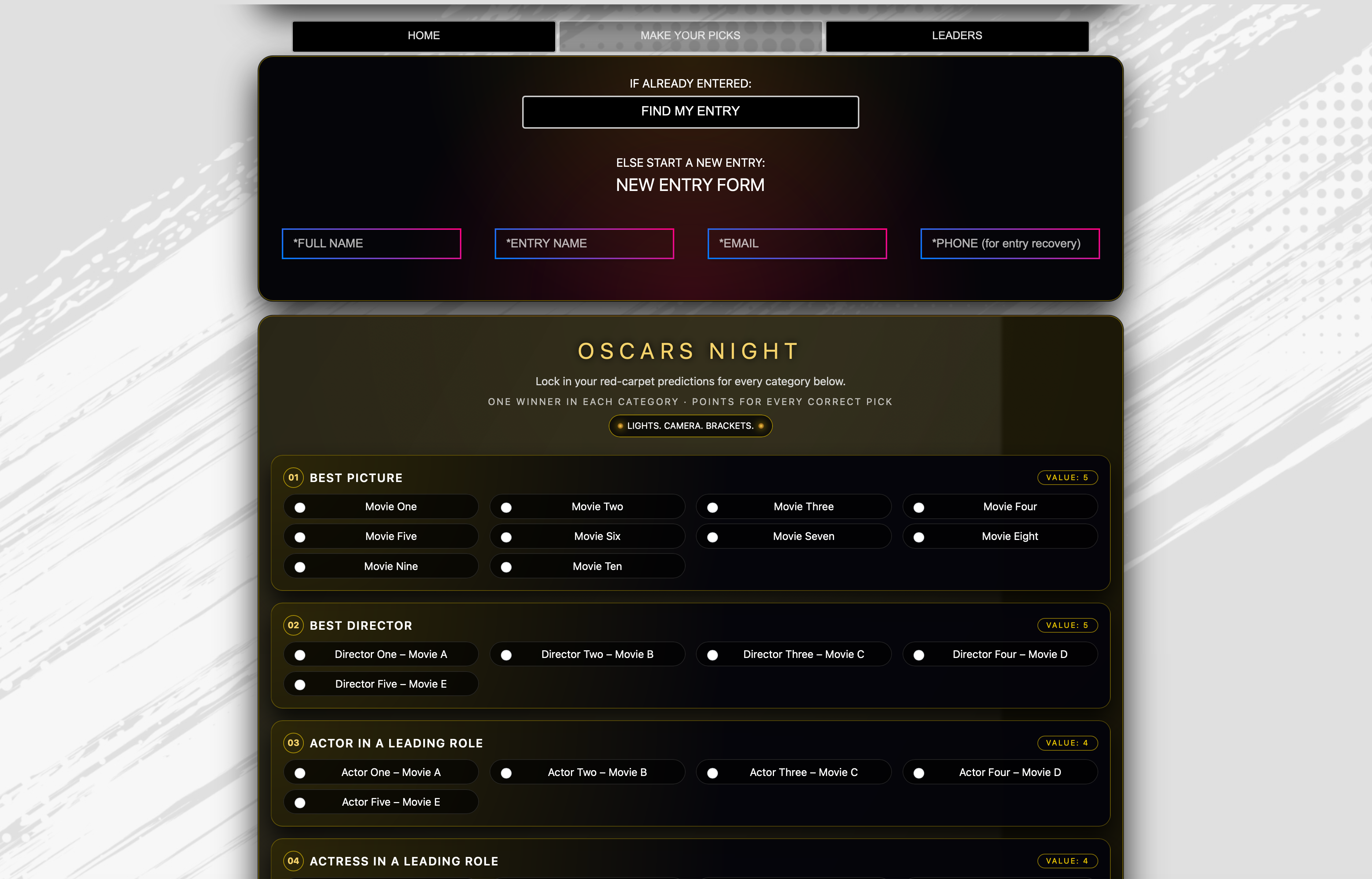Academy Awards Ballot